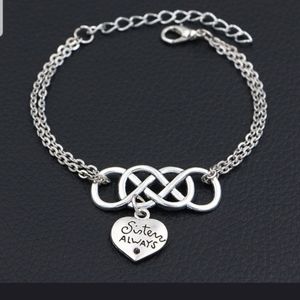 Pretty Double Layer Double Infinity Sisters Always Bracelet in SILVER